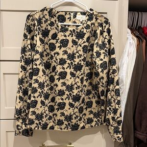 Melloday Floral Burnout Velvet Top in Cream and Black